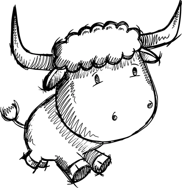 Boceto Doodle Vaca Toro Vector Arte — Vector de stock