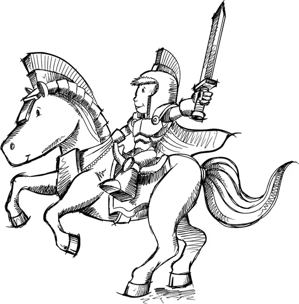 Cavaleiro Esboço Doodle Vector Art —  Vetores de Stock