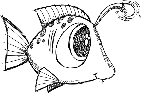 Desenho de peixe Doodle Vector Art — Vetor de Stock