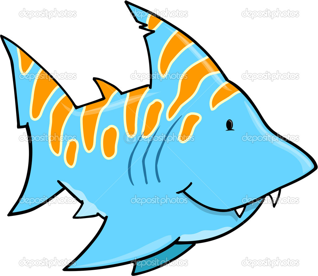 Cute Blue Shark Vector Art