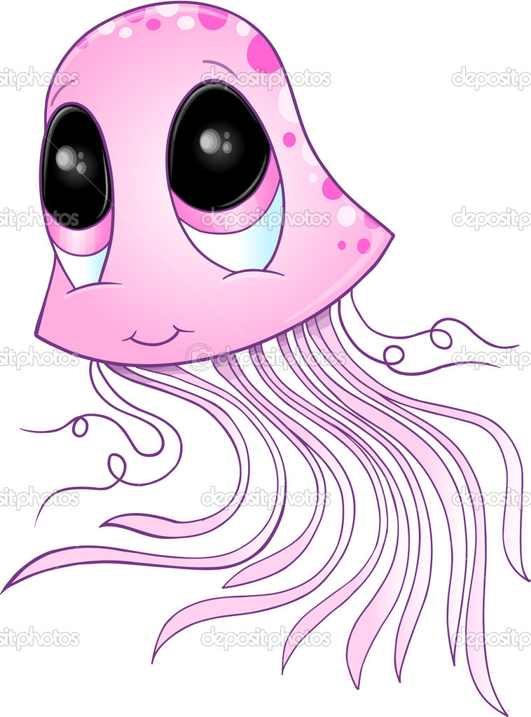 Cute Jellyfish Vector Illustration Art — Stock Vector ...