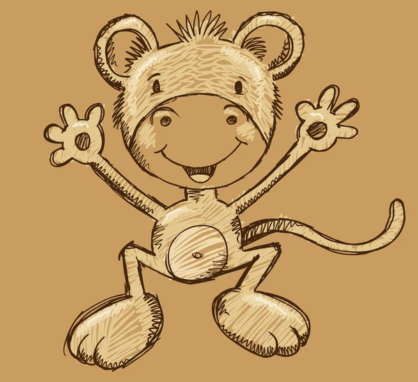 Doodle małpa małpa szkic sztuka wektor ilustracja — Wektor stockowy
