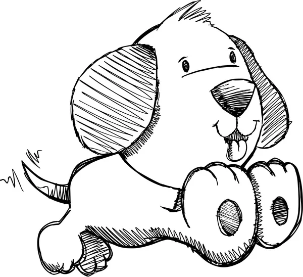 Chiot Chien Croquis Doodle Illustration Art vectoriel — Image vectorielle