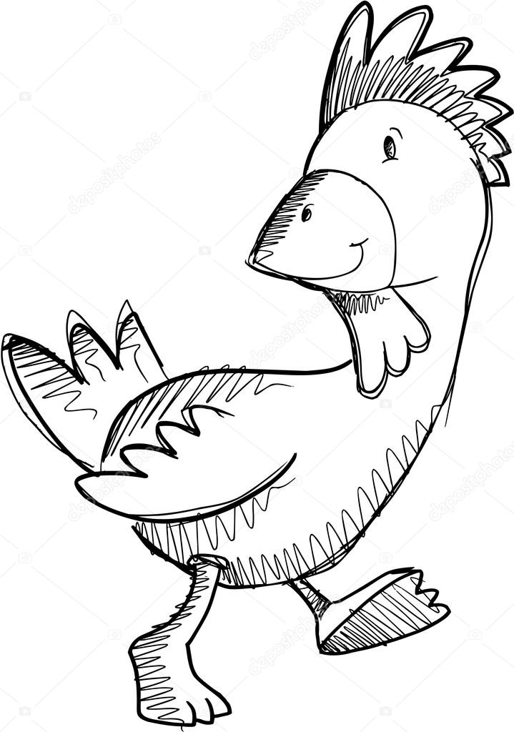 Chicken Rooster Sketch Doodle Drawing Illustration Art