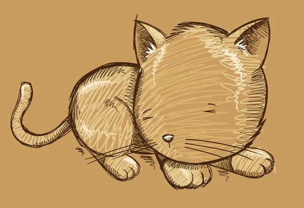 Gattino gatto schizzo Doodle illustrazione Art — Vettoriale Stock