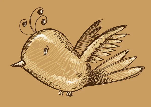 Cute Bird Sketch Doodle Illustration Art — Stock Vector