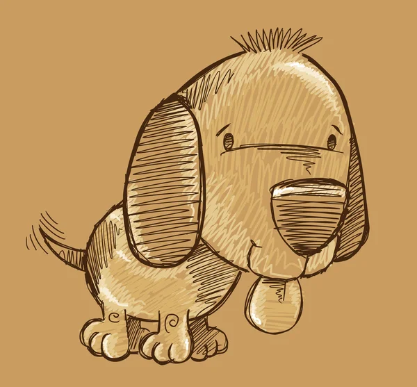 Chiot Chien Croquis Doodle Illustration Art — Image vectorielle