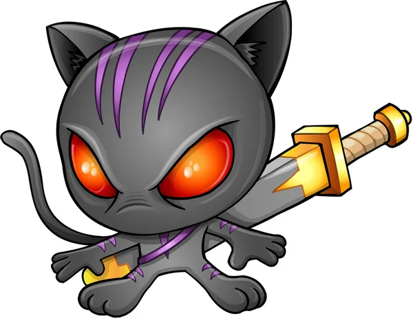 Lindo gatito guerrero ninja vector — Vector de stock
