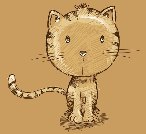 Gattino gatto schizzo Doodle illustrazione Art — Vettoriale Stock