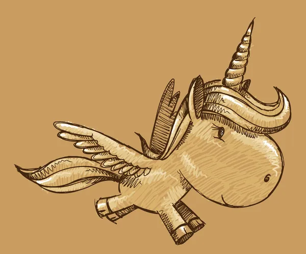 Unicorn pegasus skiss doodle illustration konst — Stock vektor