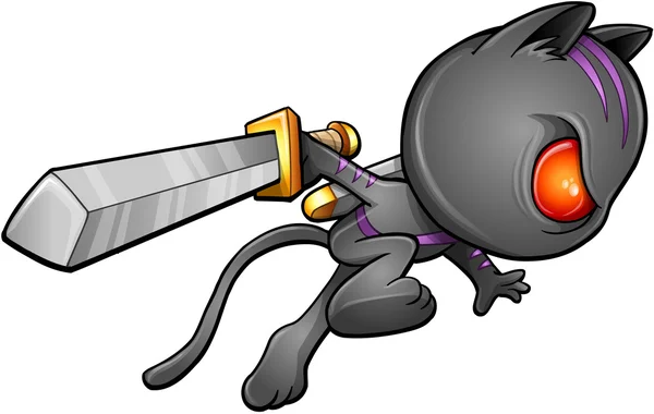 Lindo gatito guerrero ninja vector — Archivo Imágenes Vectoriales