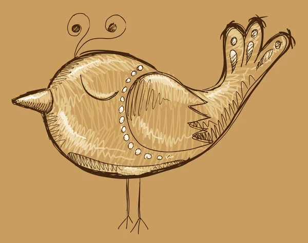 Şirin doodle kroki kuş — Stok Vektör