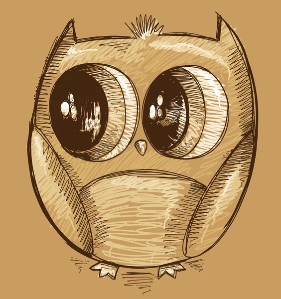 Cute Doodle Sketch Owl — Stock Vector