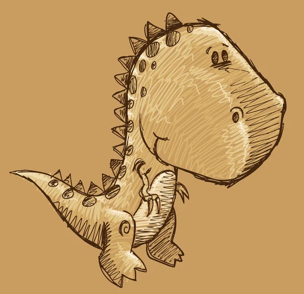 Lindo Doodle Sketch Dinosaurio — Vector de stock