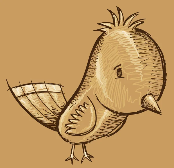 Cute Doodle Sketch Bird — Stock Vector