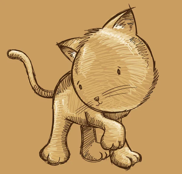 Gatito gato bosquejo doodle ilustración arte — Archivo Imágenes Vectoriales