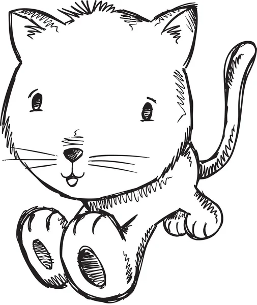 Kattunge katt skiss doodle illustration konst — Stock vektor