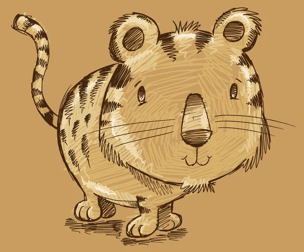 Искусство рисования котенка тигра — стоковый вектор