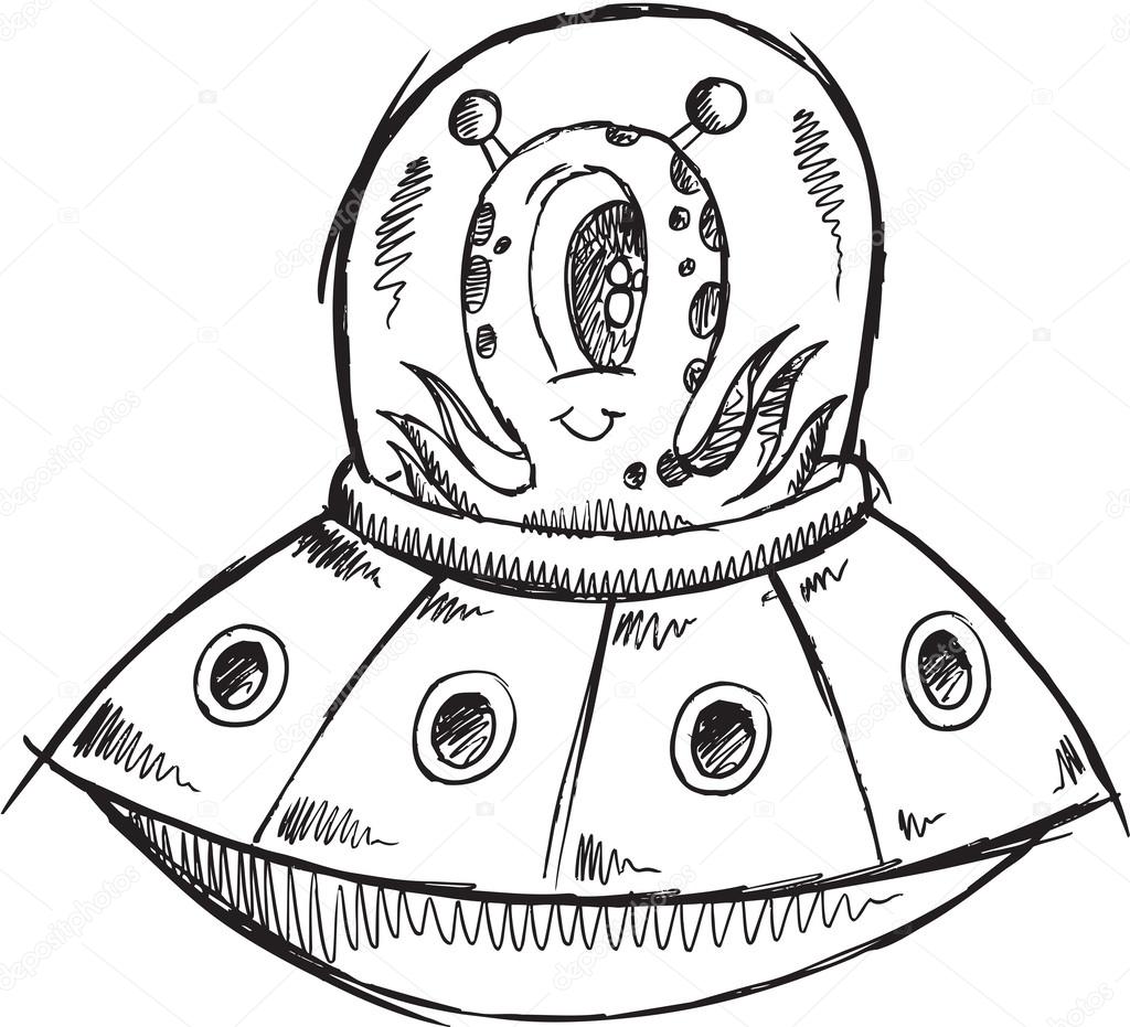 UFO Alien Sketch Doodle Illustration Art