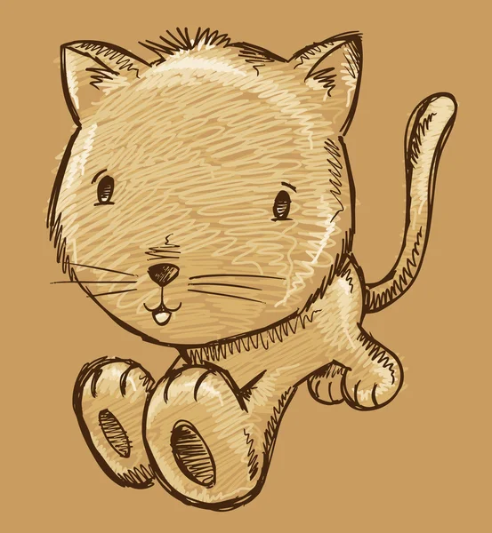 Gatito gato bosquejo doodle ilustración vector arte — Vector de stock