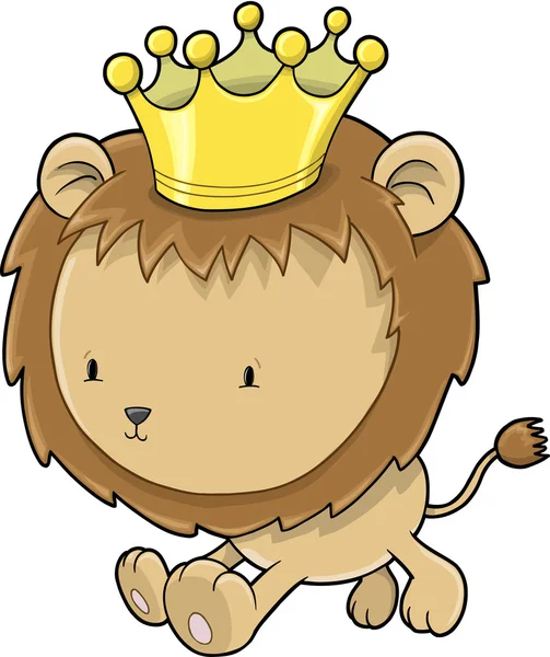 Cute Lion Cub Prince Vector Illustration Art — Stock Vector