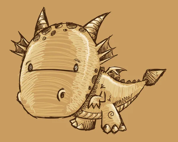 Cute Dragon Sketch Vector Art — Wektor stockowy