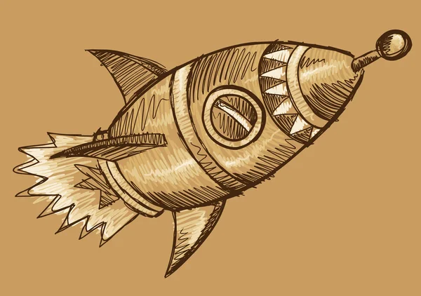 Rocket Sketch Doodle Ilustración Arte — Vector de stock