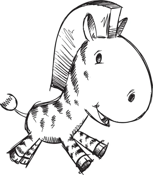 Schets doodle schattig safari zebra vector — Stockvector