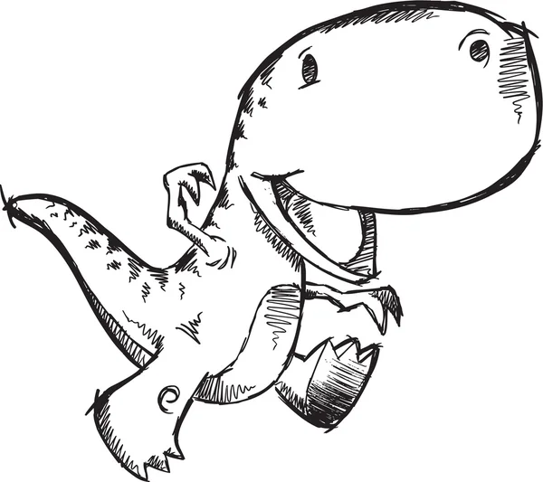 Sketch Doodle Cute Tyrannosaurus Rex Dinosaur Vector — Stock Vector