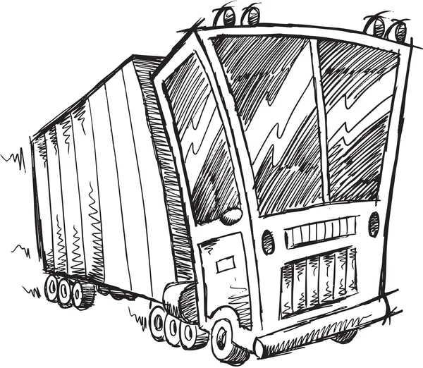 Bosquejo Doodle camión vector ilustración arte — Vector de stock