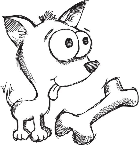 Doodle Croquis Chien Chien Chien vecteur Illustration Art — Image vectorielle