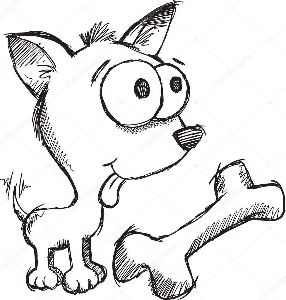 Doodle Sketch Puppy Dog Vector Illustration Art