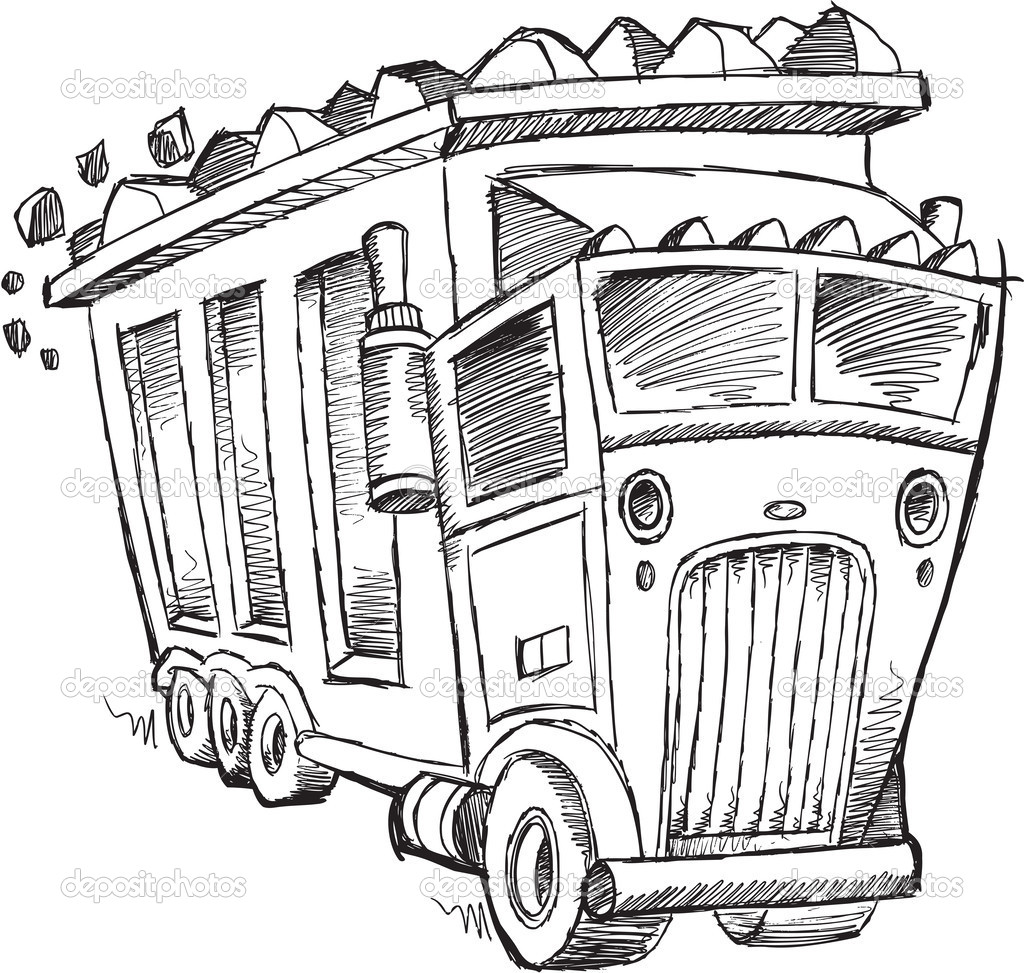 Doodle Sketch Dump Truck Vector Illustration Art