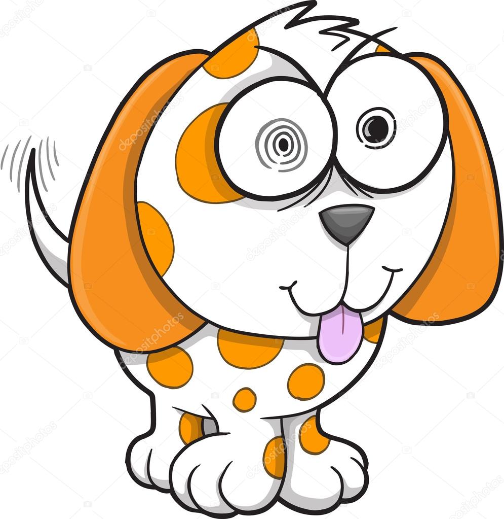 Crazy Puppy Dog Vector Illustration Art