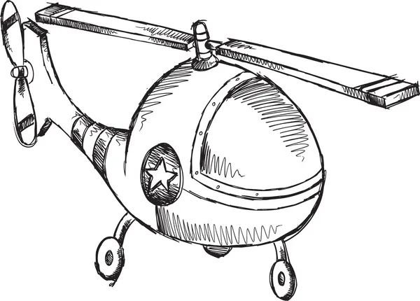 Helikopter doodle skiss vektor illustration konst — Stock vektor