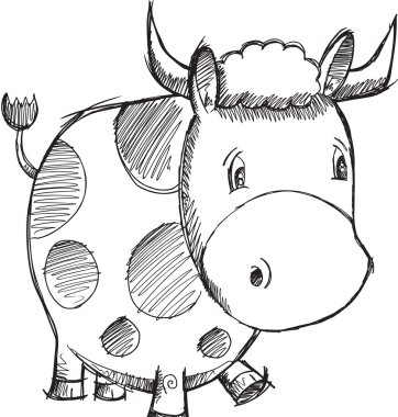 inek kroki doodle vektör çizim sanat