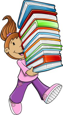kız öğrenci taşıyan kitap illüstrasyon vektör