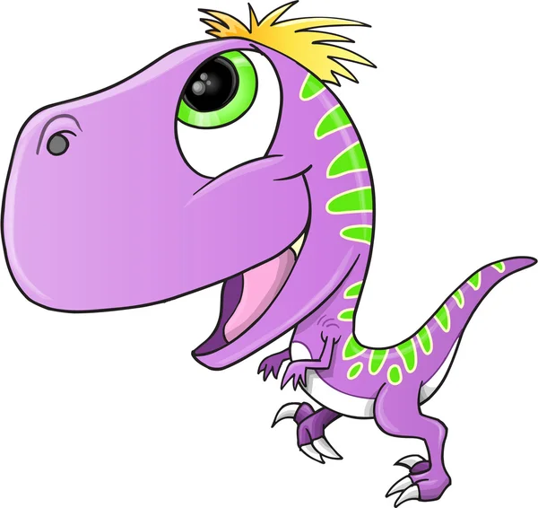 Cute Purple Raptor Dinosaur Vector Illustration — Stock Vector