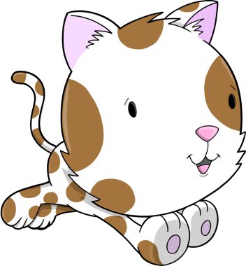 vektör çizim çalışan şirin yavru kedi