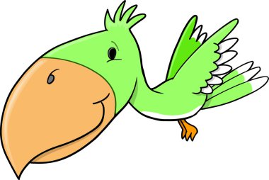 şirin tropik kuş vektör çizim sanat