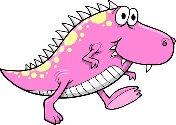 Bonito rosa monstro dinossauro vetor ilustração arte —  Vetores de Stock