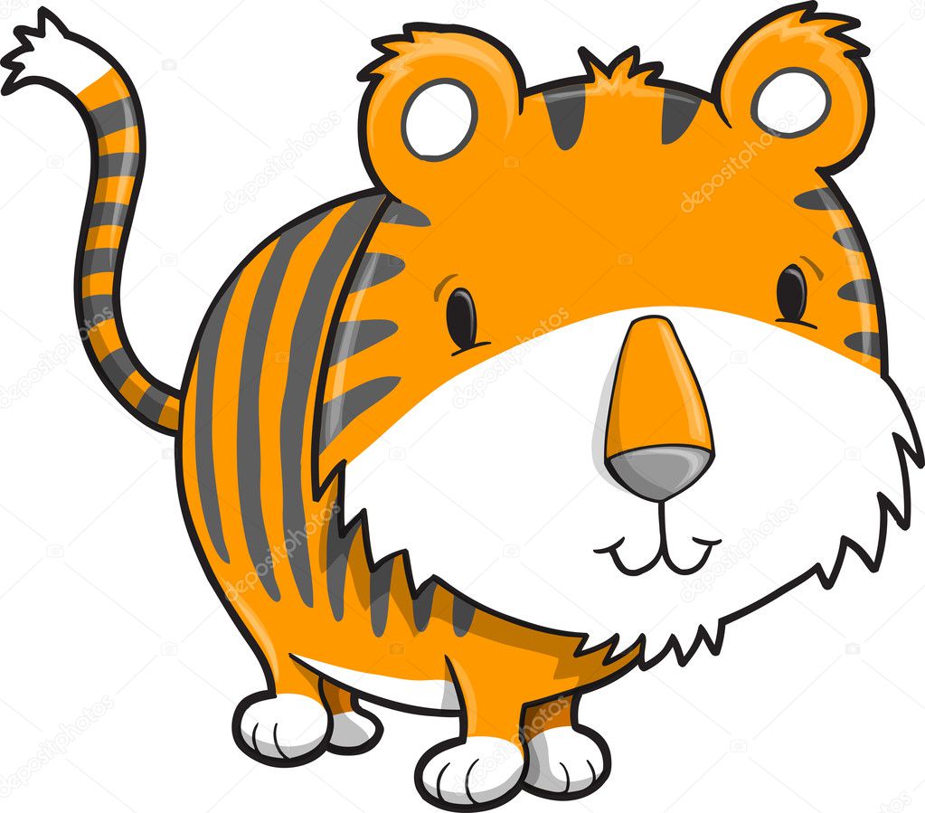 Cute Safari Tiger Cub Vector Illustration Art
