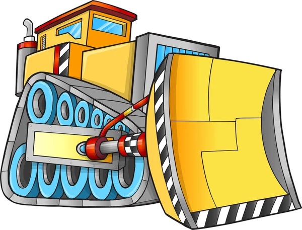 Cute Construction Bulldozer Vector Illustration Art — Stock Vector