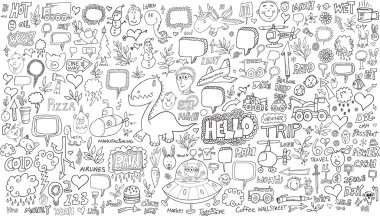 Doodle kroki vektör çizim seti