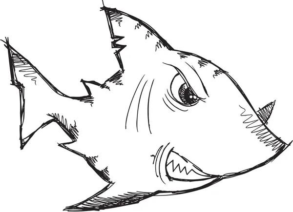 Disegno schizzo Doodle Shark Vector Art — Vettoriale Stock