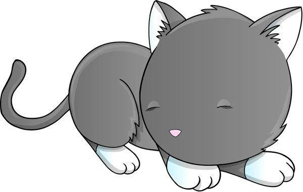 Sleeping Cat Kitten Vector Illustration Art — Stock Vector