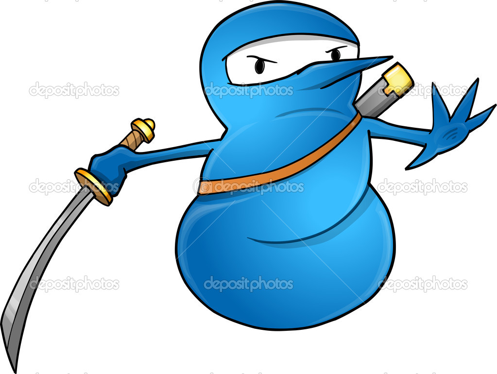 Ninja Snowman Vector Illustration Art