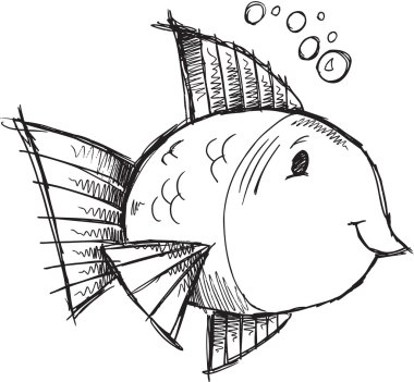 sevimli balık kroki doodle illüstrasyon vektör sanat