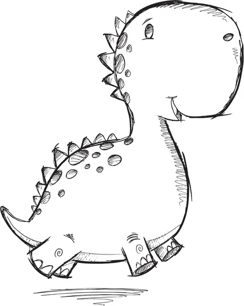 Doodle skiss dinosaurie vektor illustration konst — Stock vektor