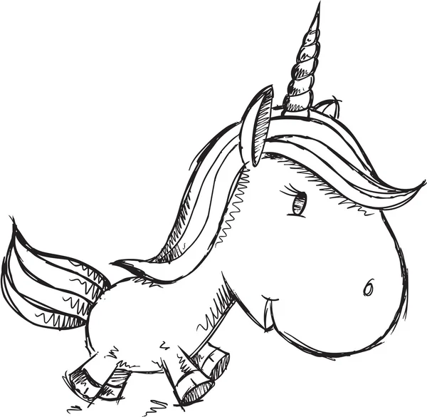 Kroki çizim vektör sanat unicorn doodle — Stok Vektör